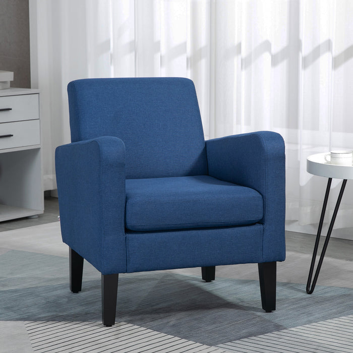 Modern Accent Chair, Occasional Chair with Rubber Wood Legs for Living Room, Bedroom, Blue