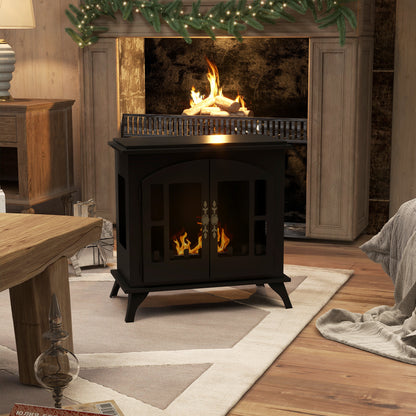 Ethanol Fireplace Stove Freestanding Bioethanol Fire w/ 0.9L Tank Black
