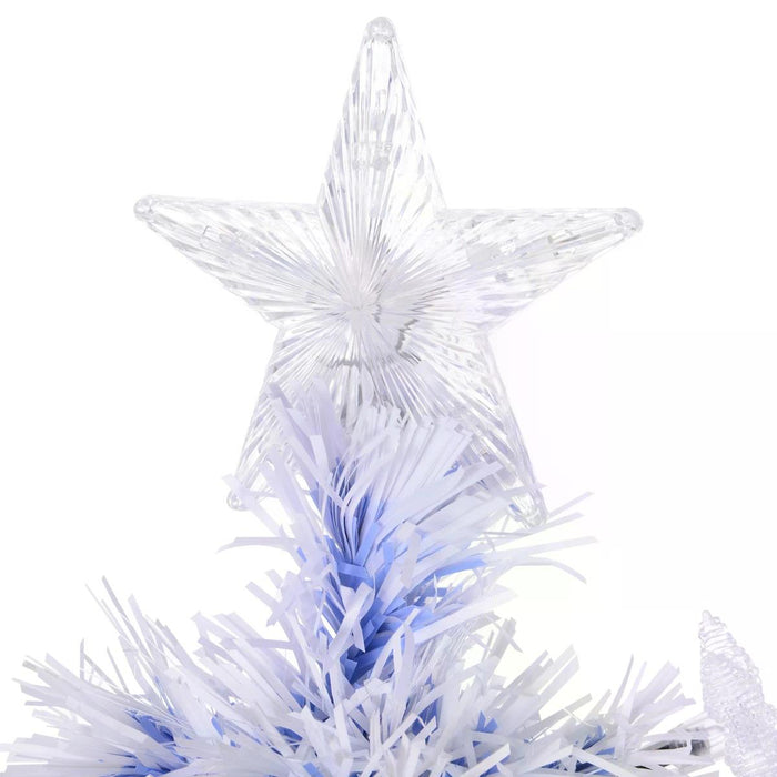 Artificial Fibre Optic Christmas Tree w/ 26 LED Lights Pre-Lit White Blue 4FT