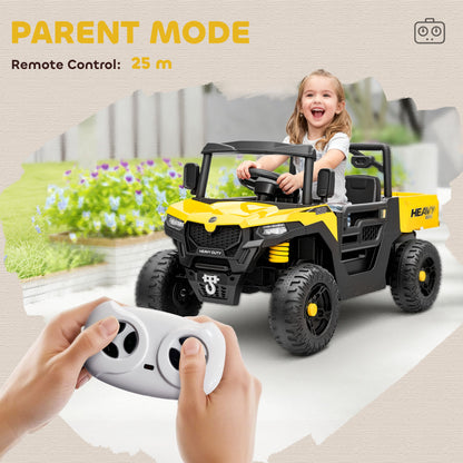 12V Kids Ride on Car, Kids UTV with Electric Dump Bed, Yellow