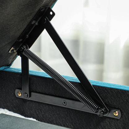 L Shaped Convertible Modular Sectional Sofa w/ Storage Wood Frame Light Blue