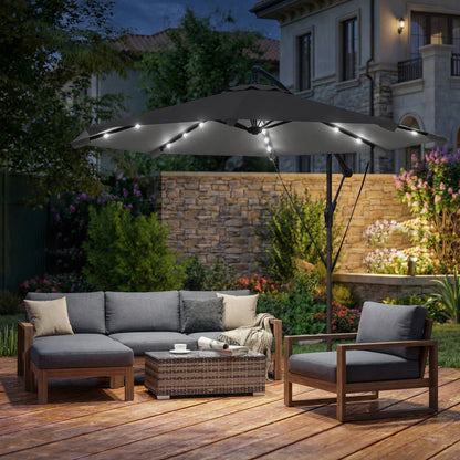 3 m Cantilever Parasol Solar LED Lights, Black