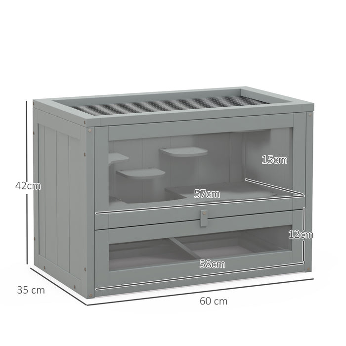 2 Levels Wooden Hamster Cage Mice Rodents Hutch Small Animals