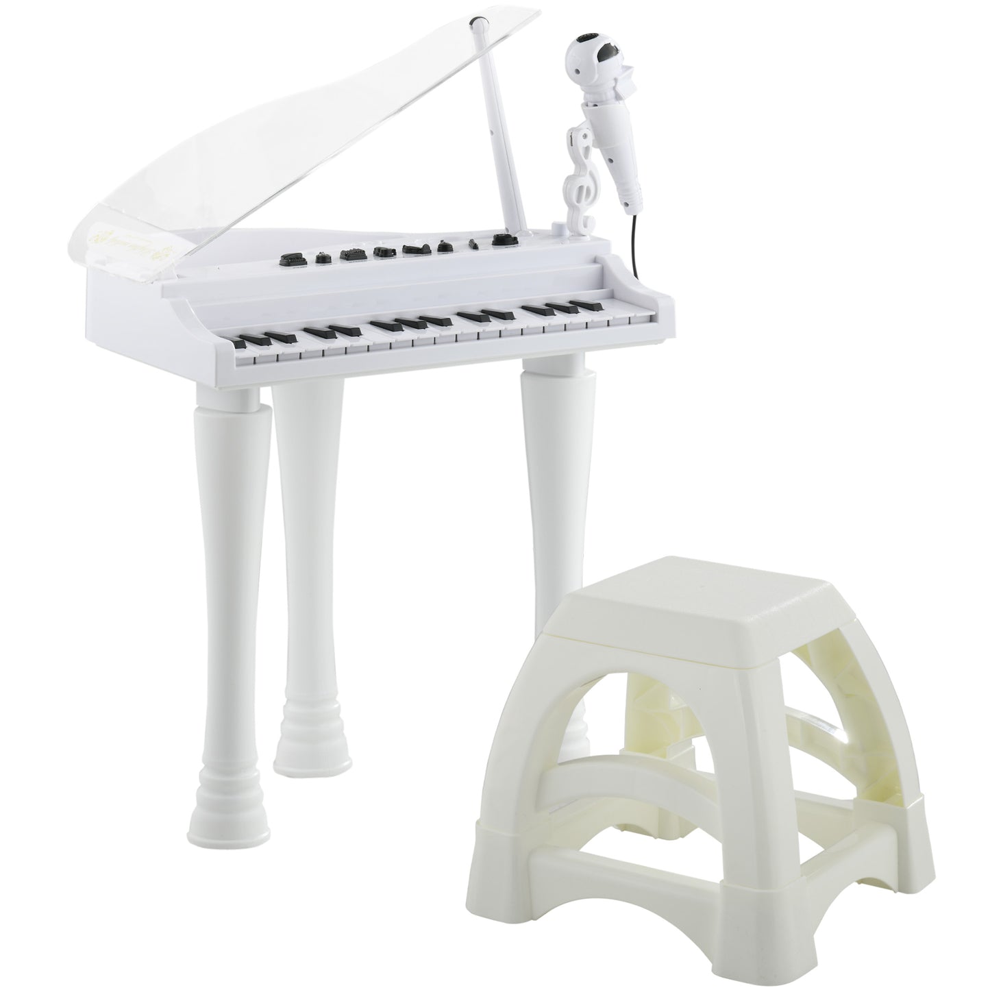 32 Keys Kids Piano Keyboard with Stool, Lights, Microphone, White
