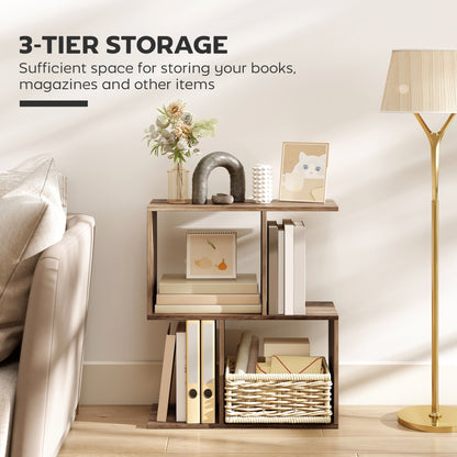 Narrow Side Table with Storage, Bedside End Table, Walnut Brown