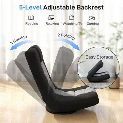Folding Floor Chair, Floor Sofa with Adjustable Backrest, Wide Seat