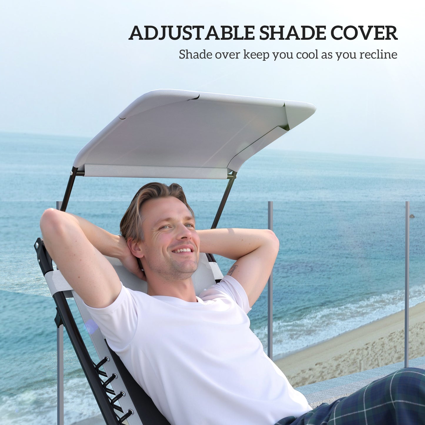 2 Pcs Zero Gravity Lounger Chair, Folding Reclining Chair, Grey