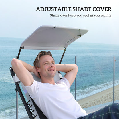 2 Pcs Zero Gravity Lounger Chair, Folding Reclining Chair, Grey