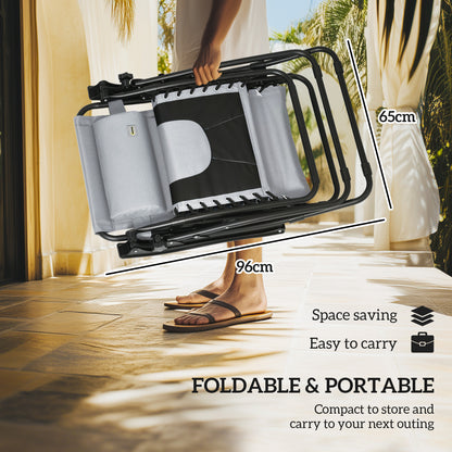 2 Pcs Zero Gravity Lounger Chair, Folding Reclining Chair, Grey