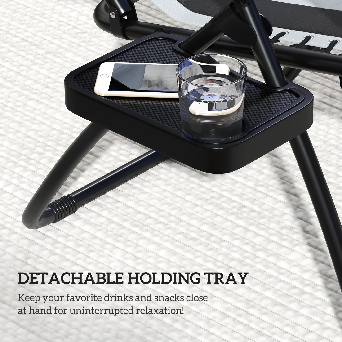 2 Pcs Zero Gravity Lounger Chair, Folding Reclining Chair, Grey