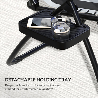 2 Pcs Zero Gravity Lounger Chair, Folding Reclining Chair, Grey