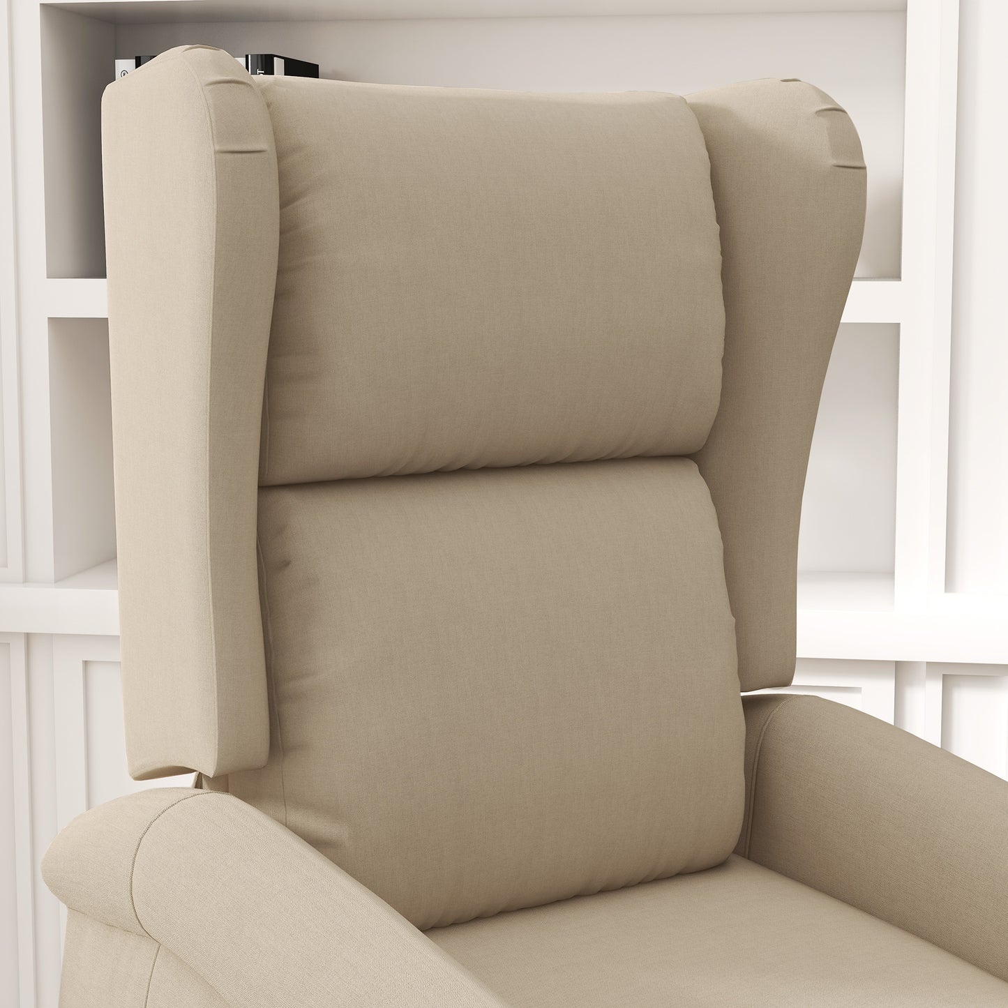 Power Lift Recliner Armchair, Electric Lift Chair for Elderly, Fabric Riser and Reclining Chair Beige