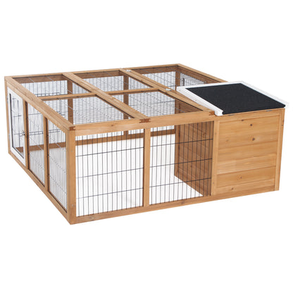 Rabbit Hutch, Guinea Pig House Outdoor Cage w/Openable Top, Yellow