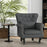 Chesterfield-style Accent Chair, Tufted Wingback Armchair with Pillow, Naihead Trim for Living Room, Bedroom, Grey