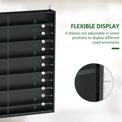 7-Tier Wall Display Cabinet w/ Shelves Glass Doors, Black