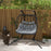 Outdoor PE Rattan Double-seater Swing Chair w/ Thick Padded Cushion, Patio Hanging Chair for 2 w/ Metal Stand, Headrest, Black