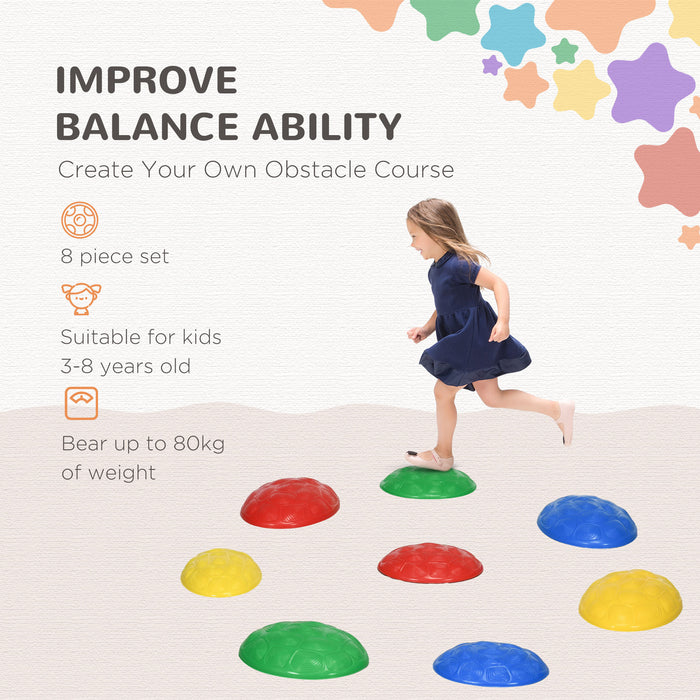 ZONEKIZ 8Pcs Kids Stepping Stones with Non-Slip Mats, Balance River Stones Indoor Outdoor Sensory Toys for 3-8 Years Old