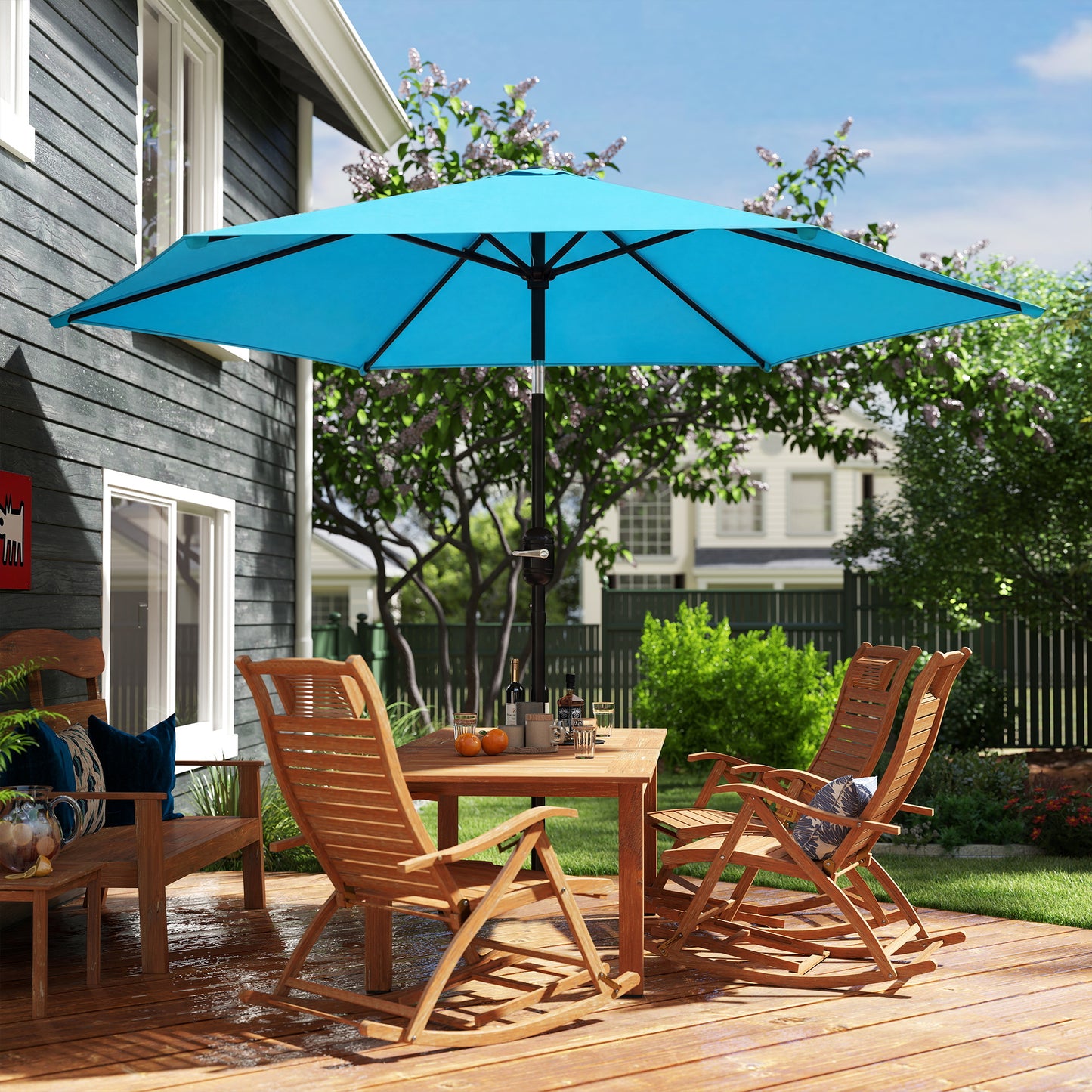 2.6M Garden Parasol Umbrella with Aluminium Pole, Tilt, Crank