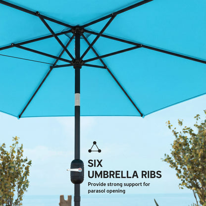2.6M Garden Parasol Umbrella with Aluminium Pole, Tilt, Crank