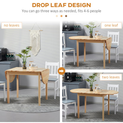 Foldable Dining Table, Solid Wood Drop Leaf Table, Natural