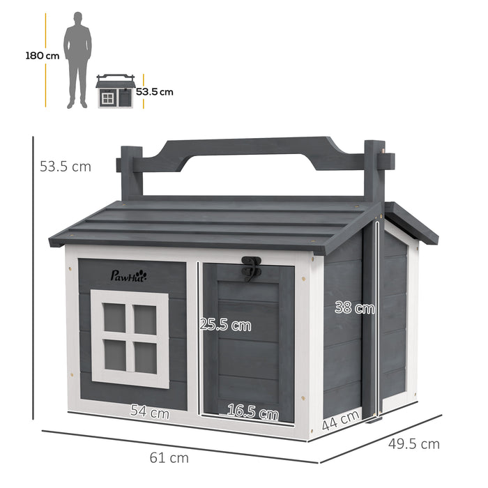 Indoor Rabbit Hutch, Portable Small Animal House Outdoor with Top Handle, Openable Roof - Grey