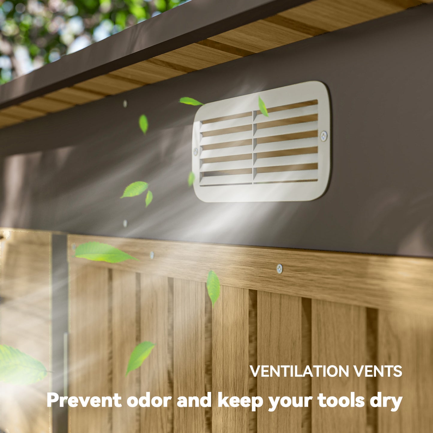 8 x 4FT Metal Garden Storage Shed with Double Doors, Oak