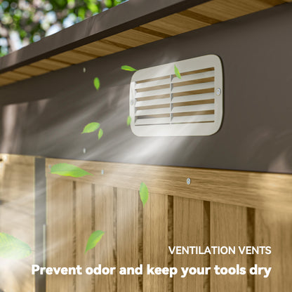 8 x 4FT Metal Garden Storage Shed with Double Doors, Oak