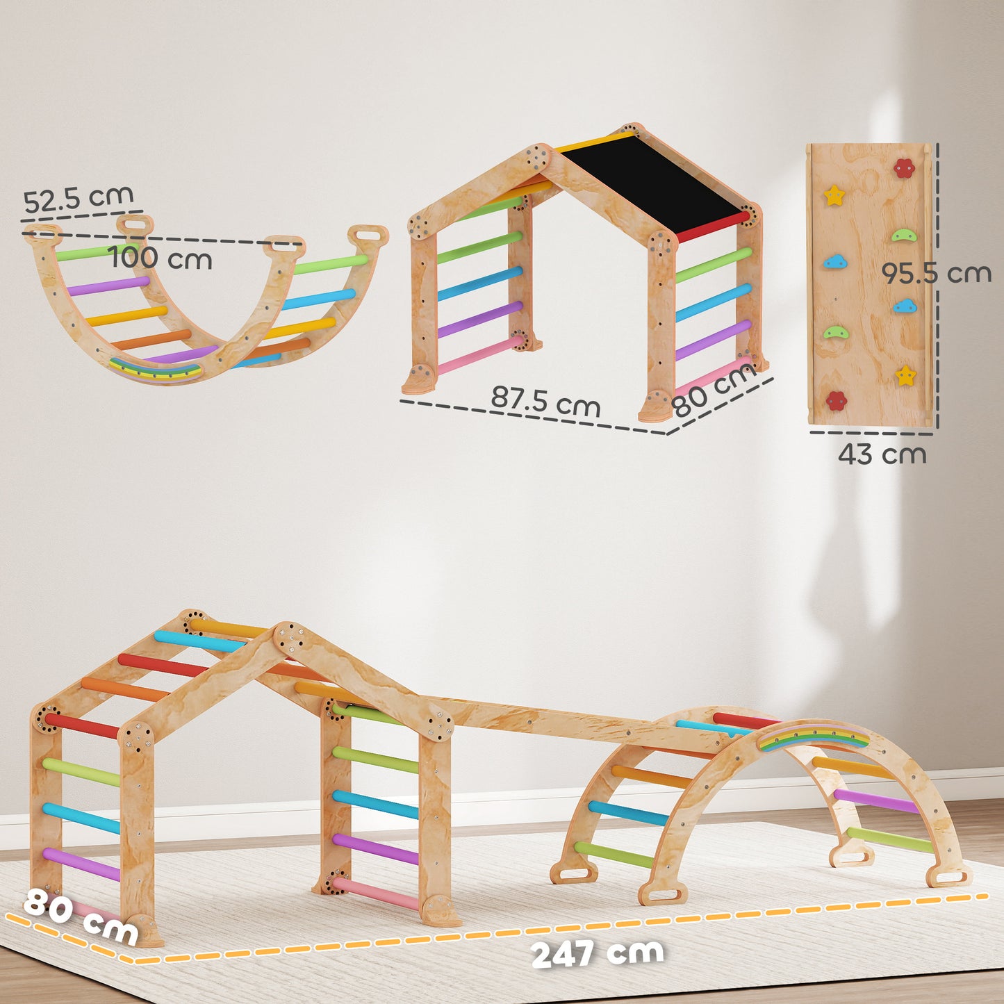 9 in 1 Climbing Frame with Ramp, Slide, Arch, Ladder, Blackboard