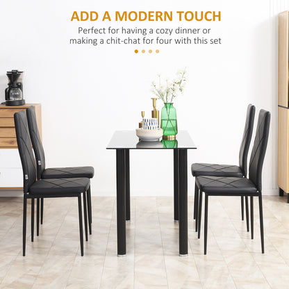 4-Pieces Dining Chairs, Faux Leather Kitchen Chairs, Black