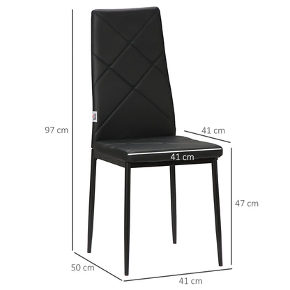 4-Pieces Dining Chairs, Faux Leather Kitchen Chairs, Black