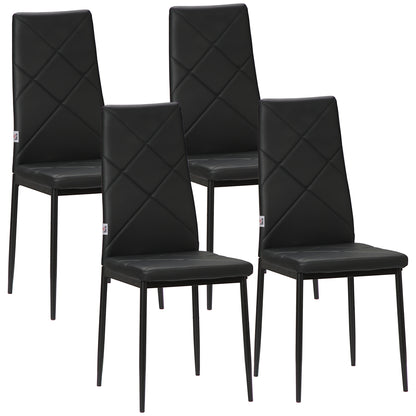 4-Pieces Dining Chairs, Faux Leather Kitchen Chairs, Black