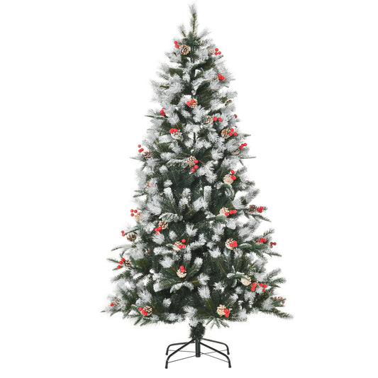 6FT Artificial Snow Dipped Christmas Tree Xmas Holiday Pencil Tree Green