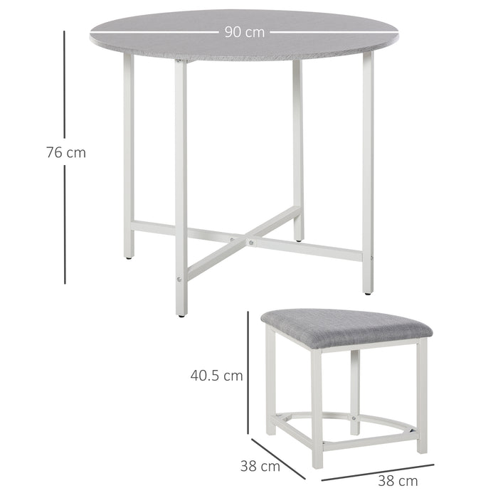 Modern Round Dining Table Set with 4 Upholstered Stools for Dining Room, Kitchen, Dinette