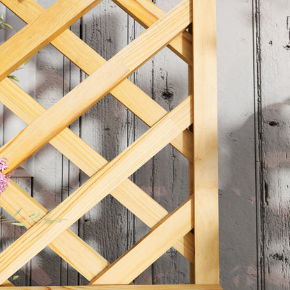 Wooden Raised Planter with Trellis and 2 Shelves, Nature Wood