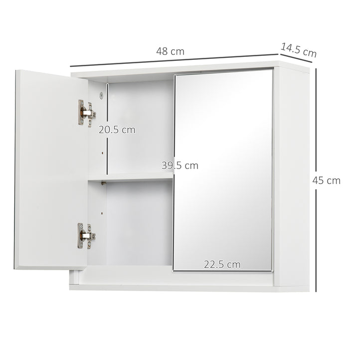 Double Door Bathroom Cabinet, Bathroom Mirror Cupboard Wall Mounted with Storage Shelf, Bathroom Cupboard Double Door, White