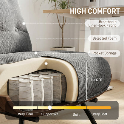 Accent Chair, Reading Chair with Spring Cushion, Dark Grey