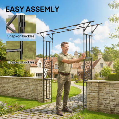 Garden Arch, Rose Arch, 180 x 40 x 215 cm, Black