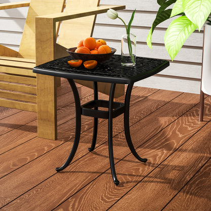 54 x 54cm Aluminium Outdoor Garden Side Table w/ Umbrella Hole, Black