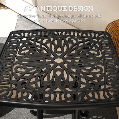 54 x 54cm Aluminium Outdoor Garden Side Table w/ Umbrella Hole, Black