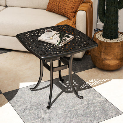 54 x 54cm Aluminium Outdoor Garden Side Table w/ Umbrella Hole, Black