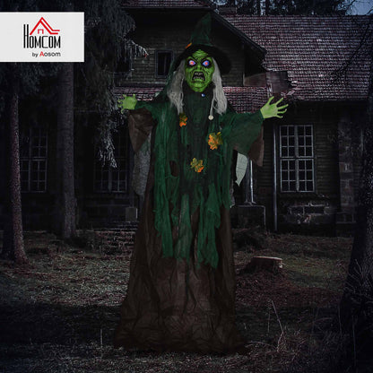 6ft Outdoor Halloween Witch Prop Decoration with Light Up Eyes and Heart