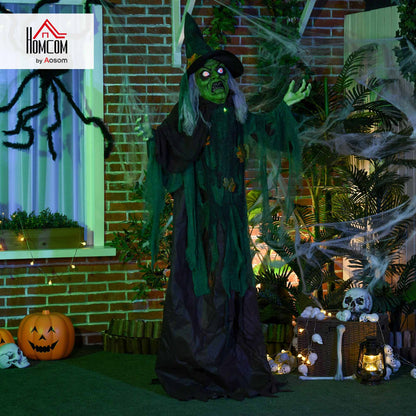 6ft Outdoor Halloween Witch Prop Decoration with Light Up Eyes and Heart