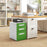 Vinsetto 3 Drawer Modern Steel Filing Cabinet w/ 4 Wheels Lock Box Green