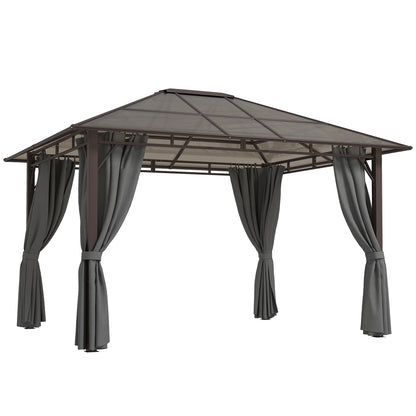 3.6x3(m) Hardtop Gazebo Garden Pavilion w/ Polycarbonate Roof, Grey