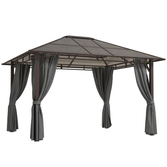3.6x3(m) Hardtop Gazebo Garden Pavilion w/ Polycarbonate Roof, Grey