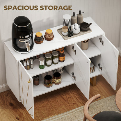 Sideboard Storage Cupboard with Metal Legs for Living Room, White