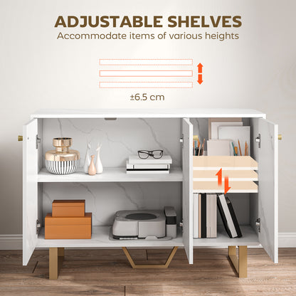 Sideboard Storage Cupboard with Metal Legs for Living Room, White