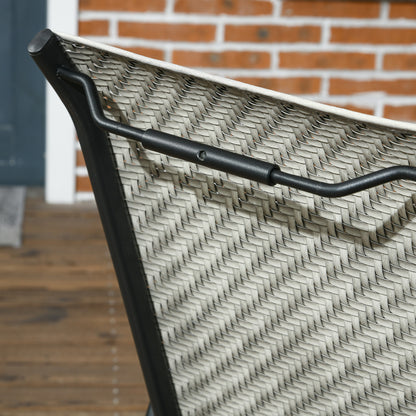 Stackable Outdoor Rattan Chairs Set of 4 with Armrests and Backrest, Mixed Grey
