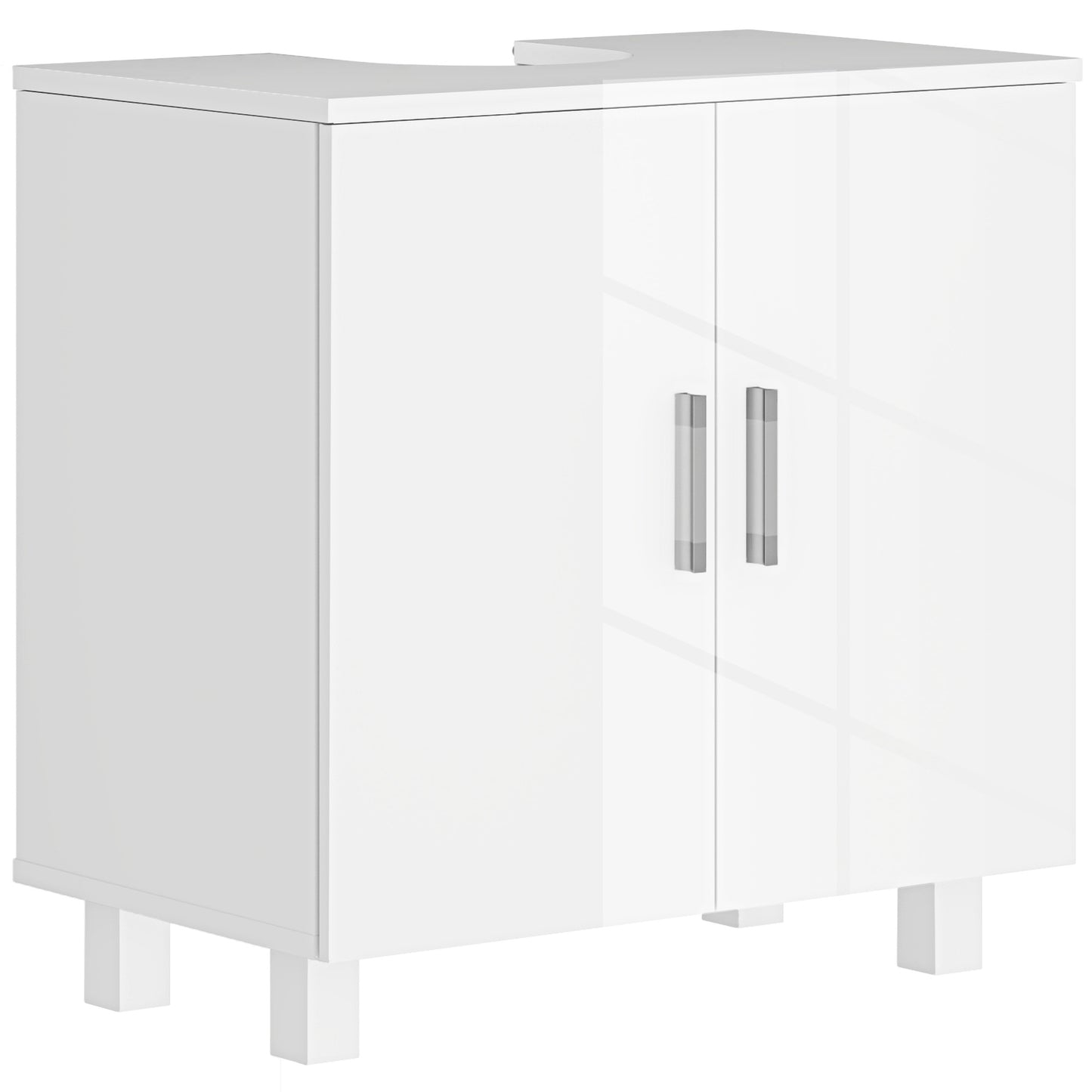 Freestanding Bathroom High Gloss Under Sink Cabinet, White