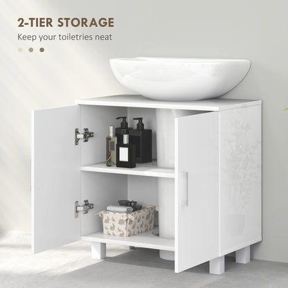 Freestanding Bathroom High Gloss Under Sink Cabinet, White